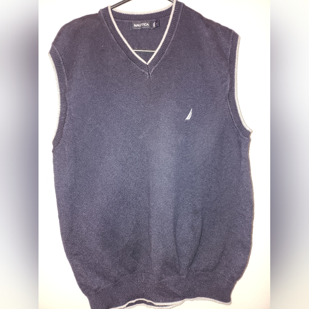 Nautica mens navy sleeveless sweater vest Large